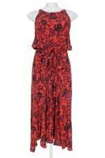vestido Ateen feminino estampado com faixa na cintura e fenda