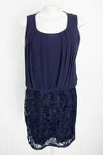 vestido charity feminino azul com forro e renda