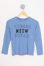 camiseta manga longa bicho bagunça kids azul com silk