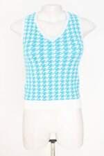 colete feminino azul e branco