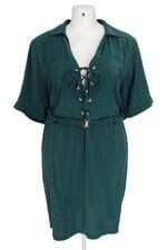 vestido program feminino verde com faixa na cintura