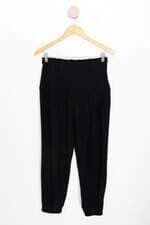 calça de tecido a collection feminina preta com pregas