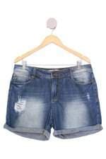 shorts jeans Hering feminino azul com barra italiana