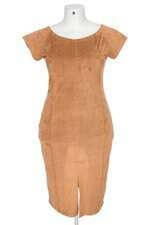 vestido thais rodrigues feminino marrom com fenda