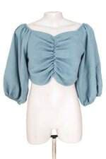 cropped Lança Perfume feminino azul com drapeado