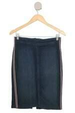 saia jeans H&M feminina azul com fenda