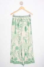 calça de tecido gola lotus feminina estampada com cós com elástico e meio forro