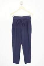 calça de tecido feminina azul com faixa na cintura