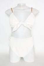 biquíni lefah feminino off white com corrente