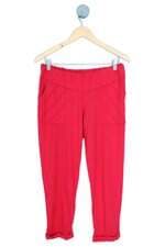 calça de tecido feminina rosa com recortes