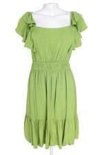 vestido invait feminino verde com forro e franzido