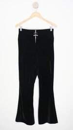 calça de tecido reversa feminina preta