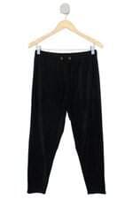 calça de tecido feminina preta com cós com elástico