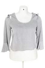 blusa feminina Signal Flag cinza com laço e recortes