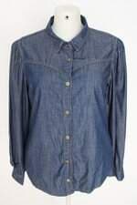 camisa jeans malwee feminina azul