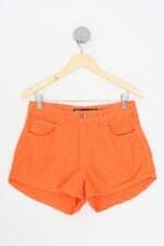 shorts colcci feminino laranja com pregas