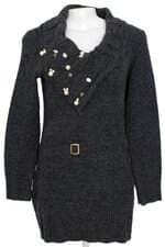 blusa feminina Ana Gonçalves tricot cinza com aplique