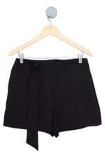shorts 7 de abril feminino preto com faixa na cintura e pregas
