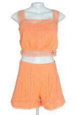conjunto duas peças belinda&Co feminino laranja com bordado e forro