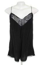 blusa Rosa Chá feminina preta com renda e strass
