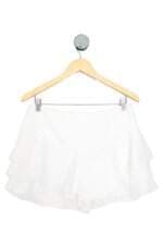 shorts saia Zara feminino branco com babado