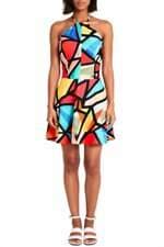 vestido curto regina salomão estampado com bojo