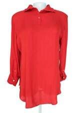 blusa manga longa Zara feminina vermelha com barra mullet