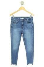 calça jeans Zara feminina azul com aplique