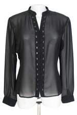 camisa Riachuelo feminina preta com aplique e transparência