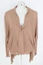 cardigan Bobstore feminino marrom com recortes e sobreposição