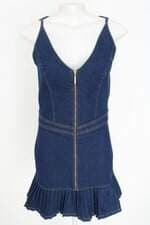 vestido jeans damyller feminino azul com plissado