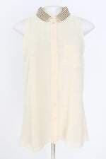 camisa cotton colors extra feminina bege com aplique