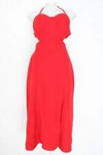 vestido feminino vermelho com bojo e fenda