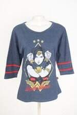 camiseta piticas wonder woman feminina azul com silk