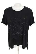 blusa Renner feminina preta com hotfix e silk