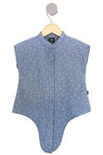 camisa jeans Hering kids azul com poás