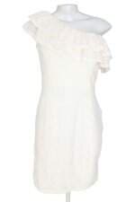 vestido licole feminino off white com babado e forro