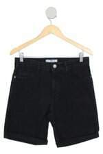 bermuda de sarja caedu feminina preta com barra italiana