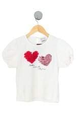 blusa Renner kids off white com paetê