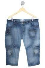 calça jeans penuse feminina azul com aplique