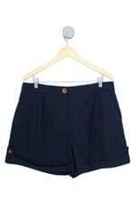 shorts anahí feminino azul com barra italiana e pregas