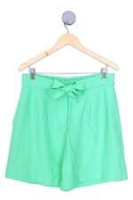 shorts anahí feminino verde com cós com elástico e faixa na cintura