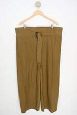 calça de tecido erika calvallini feminina verde com cinto