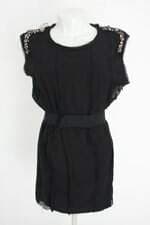 blusa lanvin feminina preta com aplique e faixa na cintura