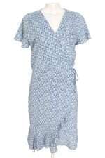 vestido feminino azul floral com forro