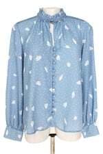 blusa unique chic feminina azul estampada