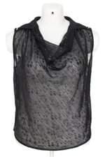 blusa frisen feminina preta com barra mullet e transparência