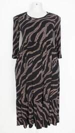vestido endless feminino preto estampado com babado