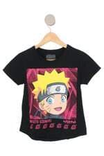 camiseta kids naruto preta com silk