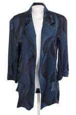 blazer open feminino estampado com pregas e recortes